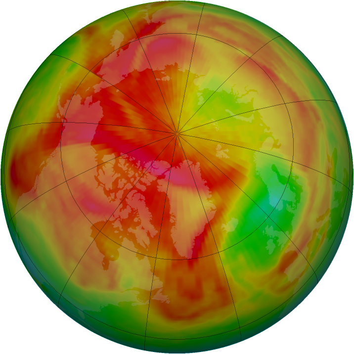 Arctic ozone map for 31 March 1982